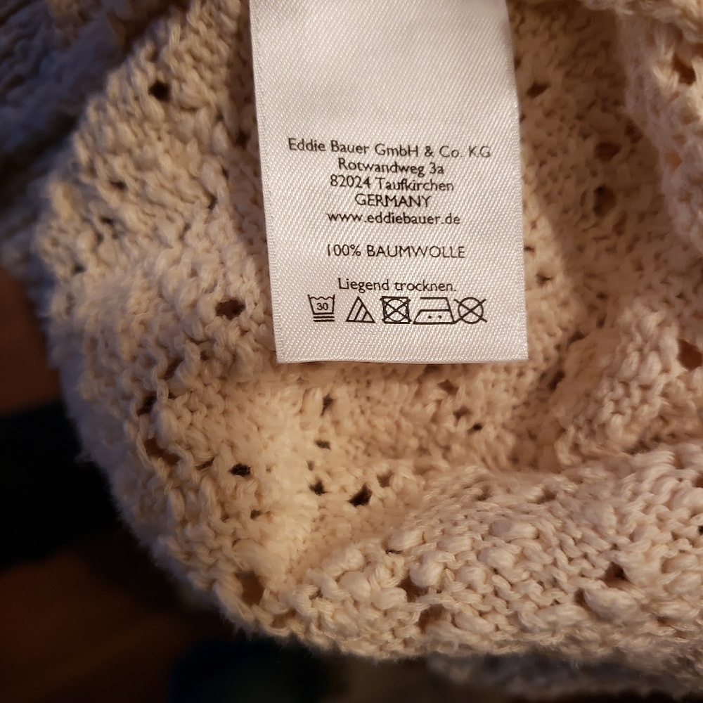 Eddie Bauer Cotton Crochet Vneck Cardigan Sweater - Picture 5 of 5